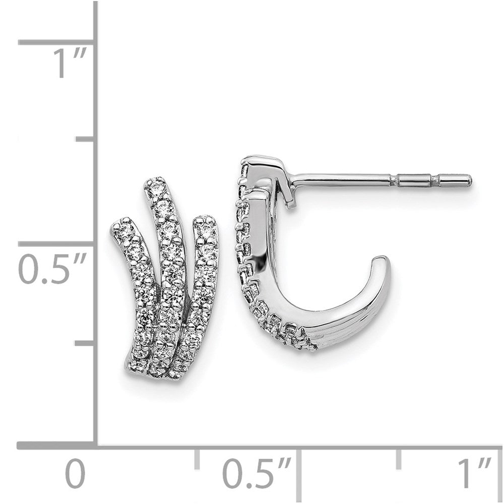 Solid 14k White Gold Simulated CZ Post Earrings