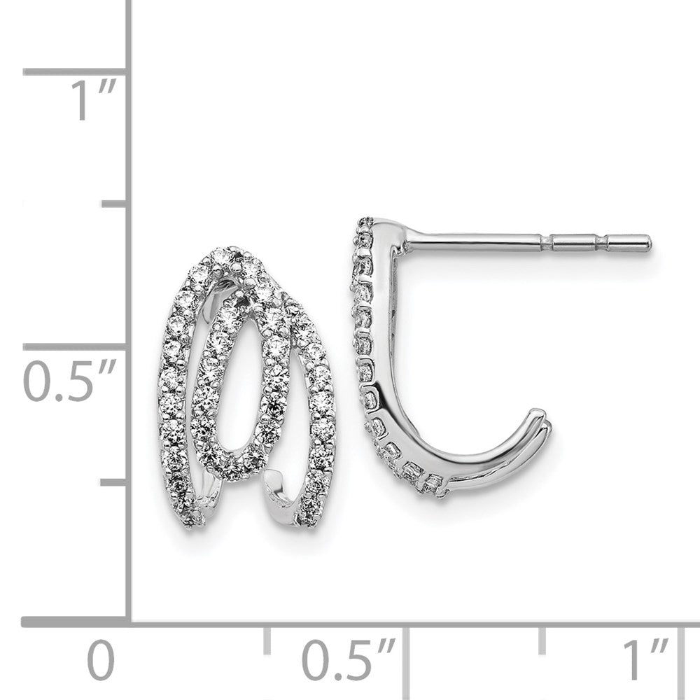 Solid 14k White Gold Simulated CZ Post Earrings