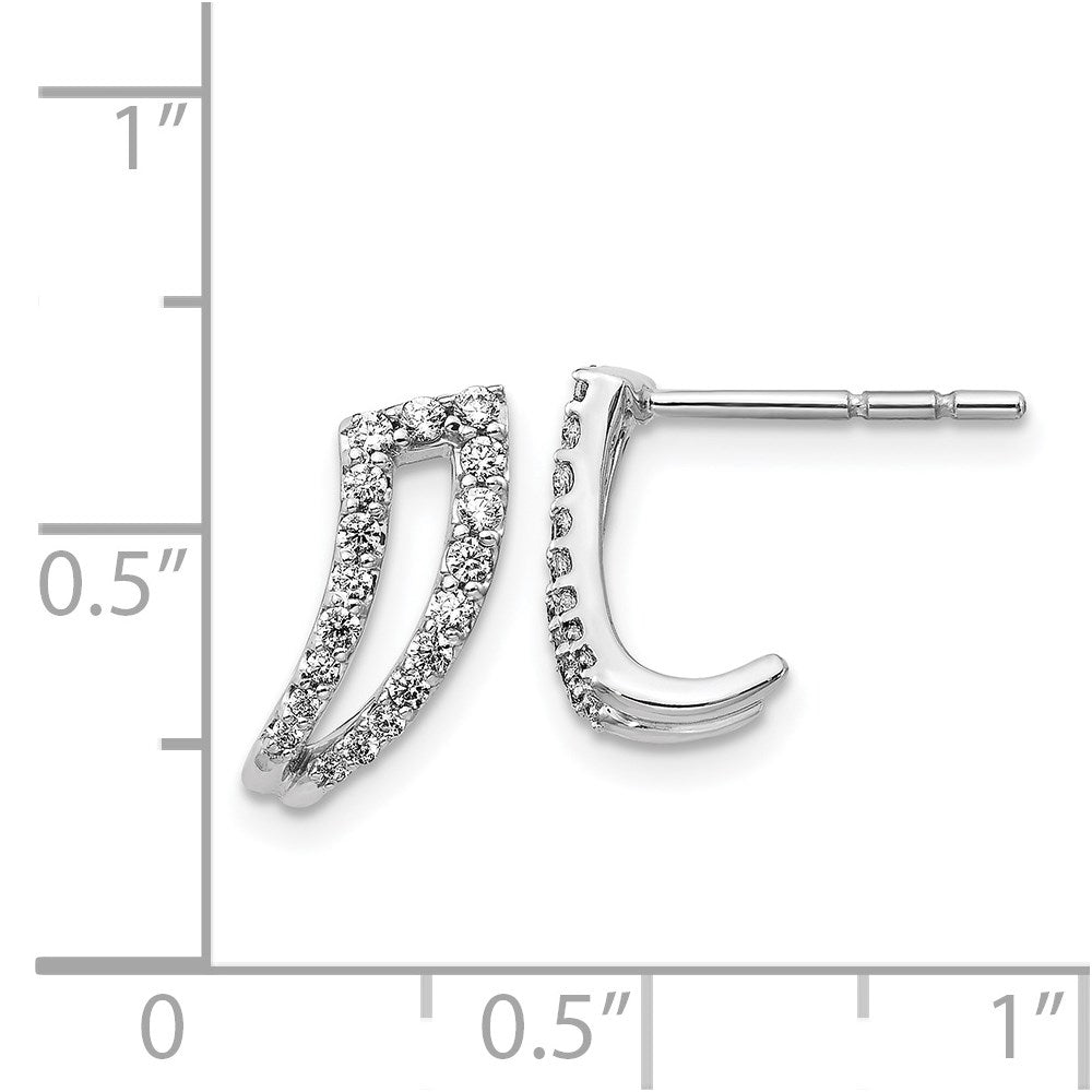 Solid 14k White Gold Simulated CZ Post Earrings