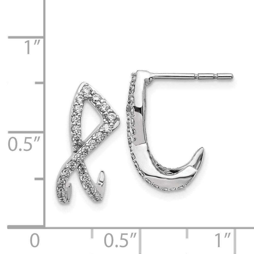 Solid 14k White Gold Simulated CZ Post Earrings