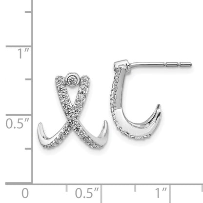 Solid 14k White Gold Simulated CZ Post Earrings