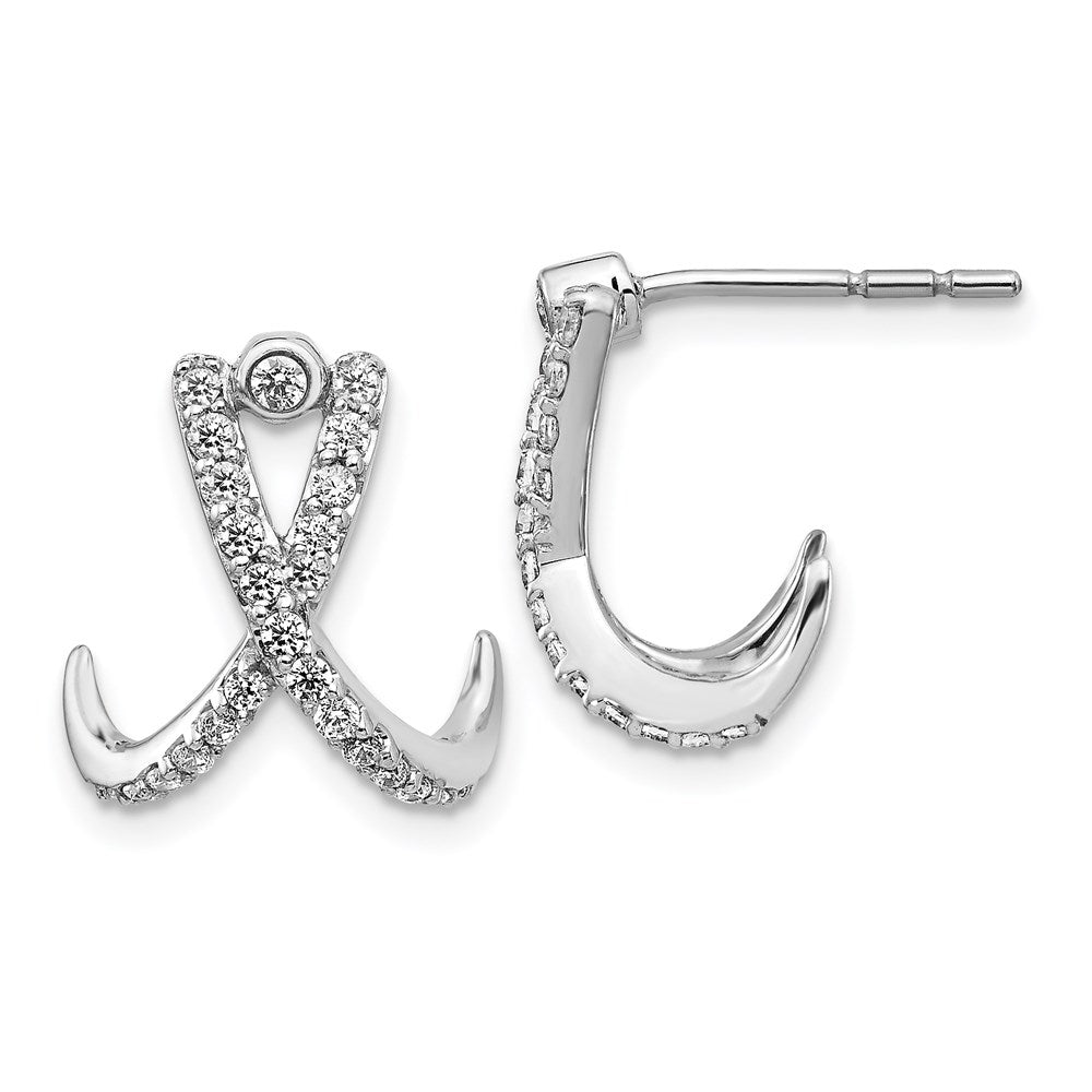 14k White Gold Real Diamond Post Earrings EM4353-055-WA