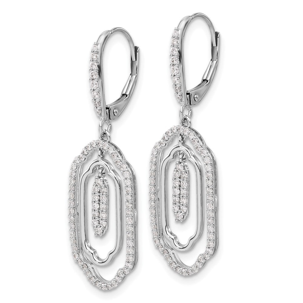Solid 14k White Gold Simulated CZ LeverbacK Earrings