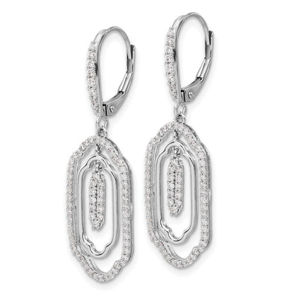 Solid 14k White Gold Simulated CZ LeverbacK Earrings