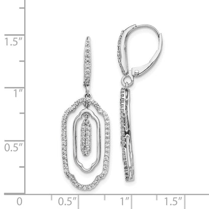 Solid 14k White Gold Simulated CZ LeverbacK Earrings