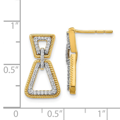 Solid 14k Yellow Gold Simulated CZ Earrings