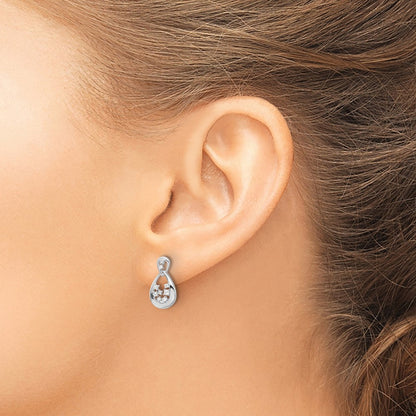 Solid 14k White Gold Simulated CZ Post Earrings