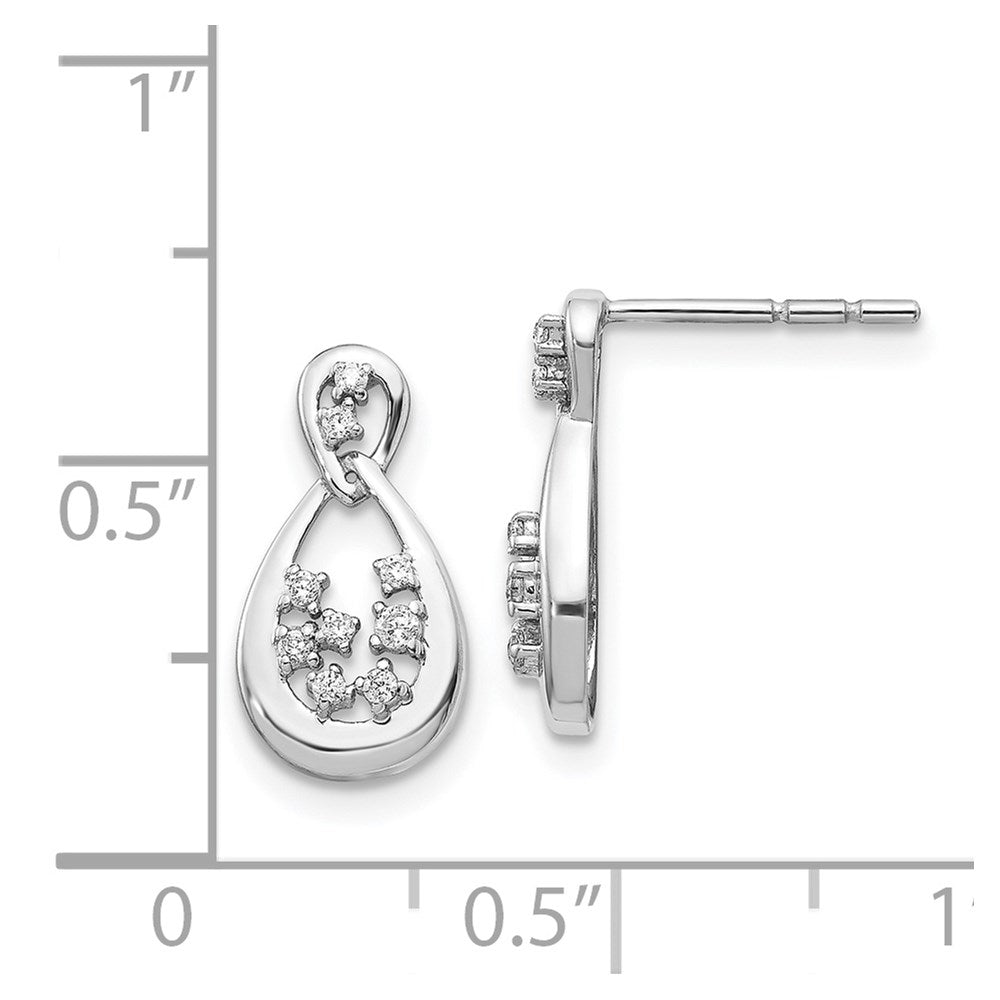 Solid 14k White Gold Simulated CZ Post Earrings