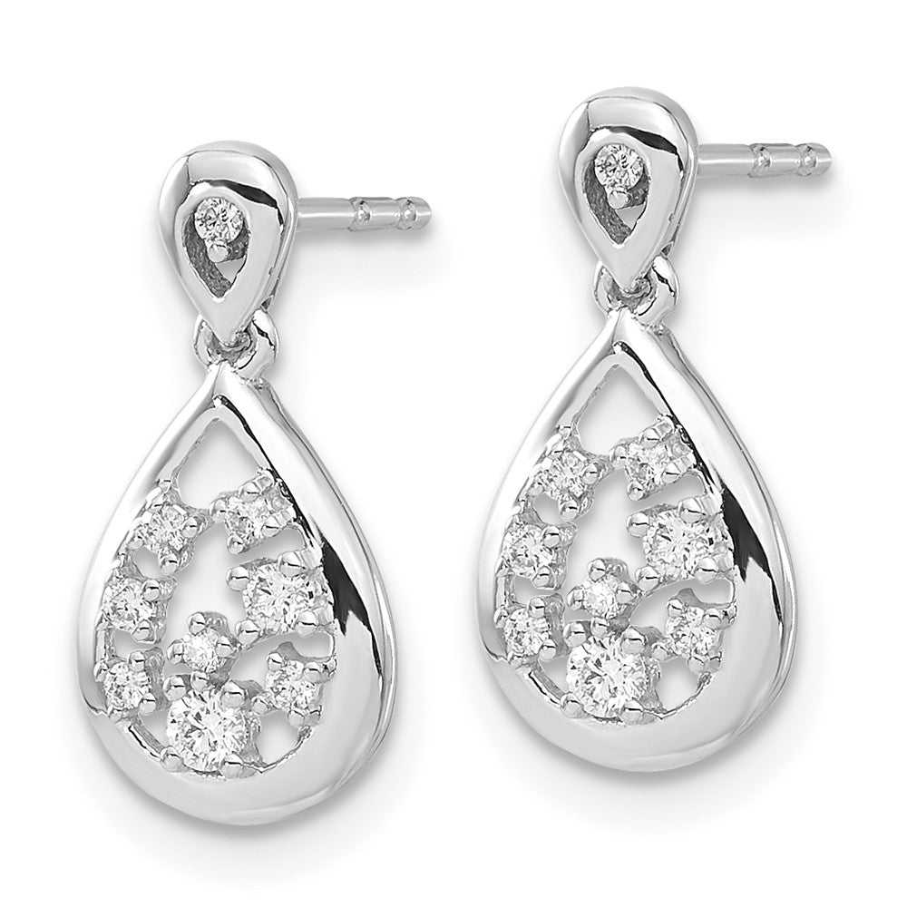 Solid 14k White Gold Simulated CZ Post Earrings