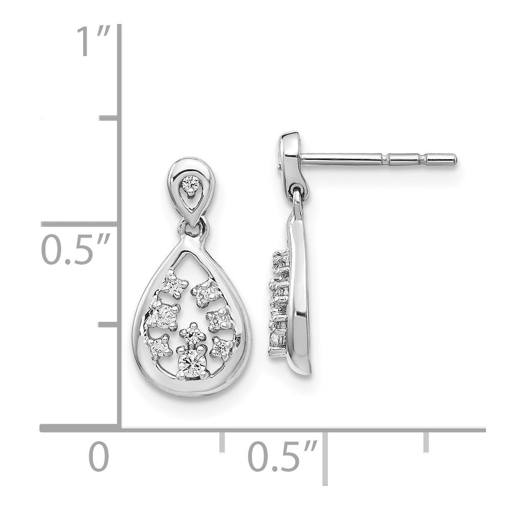 Solid 14k White Gold Simulated CZ Post Earrings