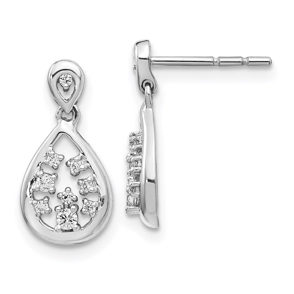 14k White Gold Real Diamond Post Earrings EM4385-016-WA