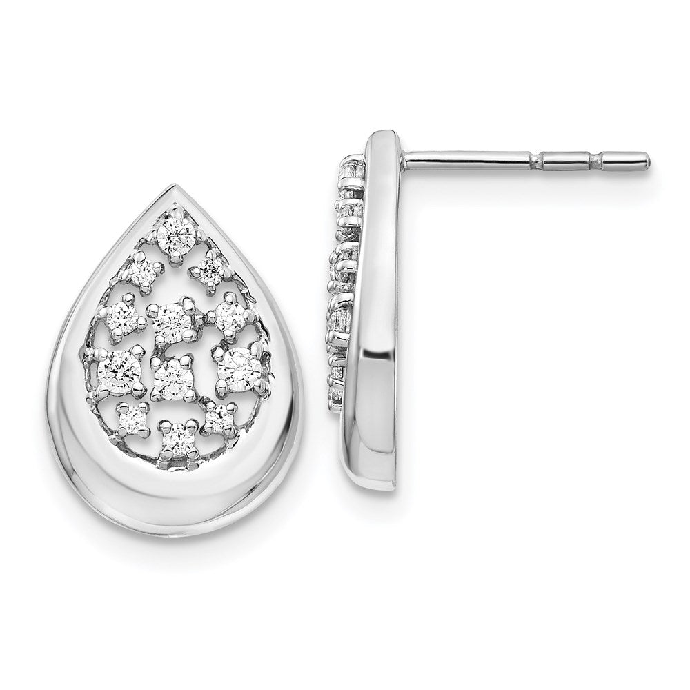 14k White Gold Real Diamond Post Earrings EM4386-033-WA
