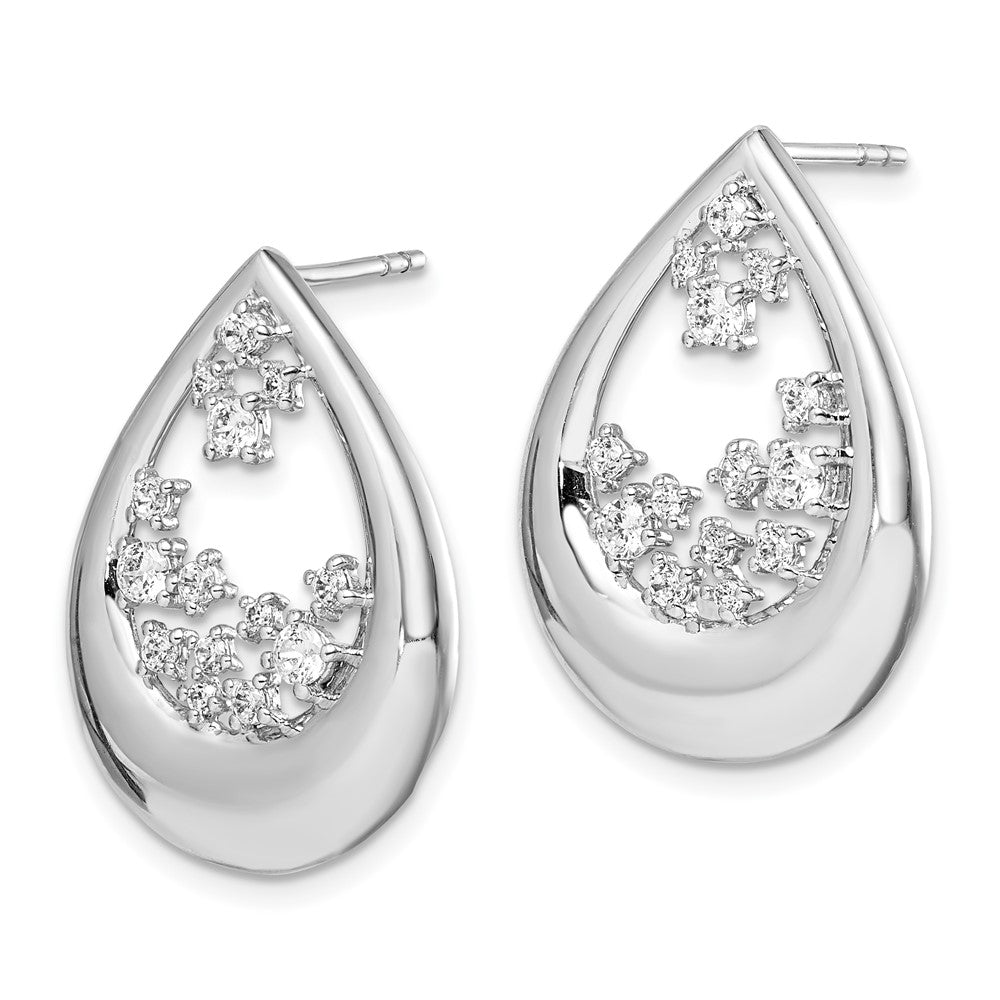 Solid 14k White Gold Simulated CZ Post Earrings