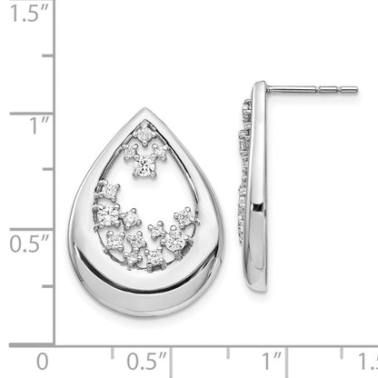 Solid 14k White Gold Simulated CZ Post Earrings