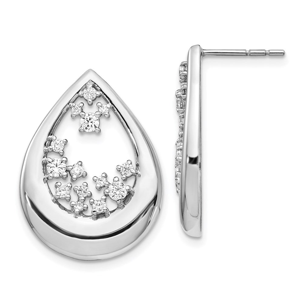14k White Gold Real Diamond Post Earrings EM4387-075-WA