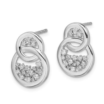 Solid 14k White Gold Simulated CZ Post Earrings