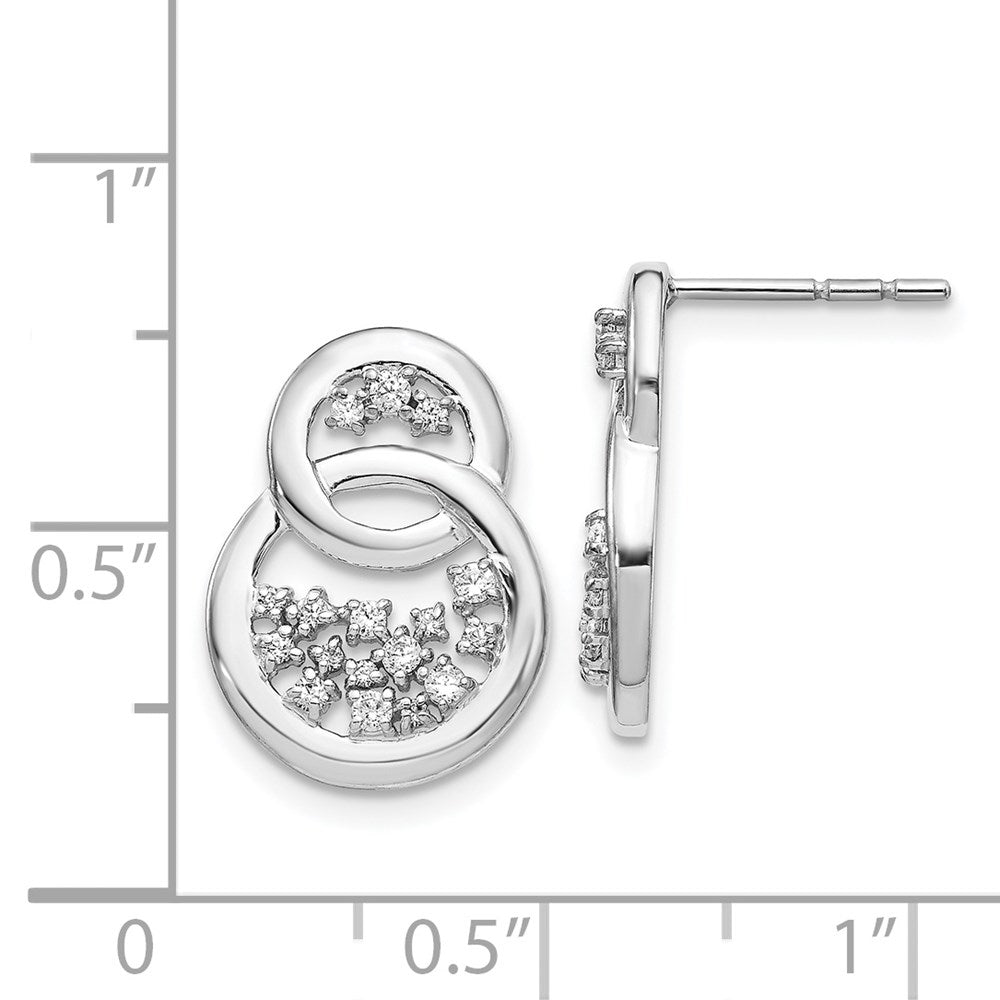 Solid 14k White Gold Simulated CZ Post Earrings