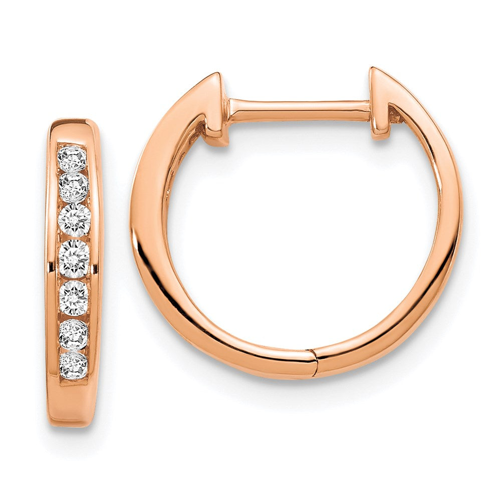 14k Rose Gold Polished Real Diamond Hinged Hoop Earrings EM5347-020-RA