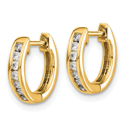 Solid 14k Yellow Gold Polished Simulated CZ Hinged Hoop Earrings