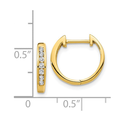 Solid 14k Yellow Gold Polished Simulated CZ Hinged Hoop Earrings