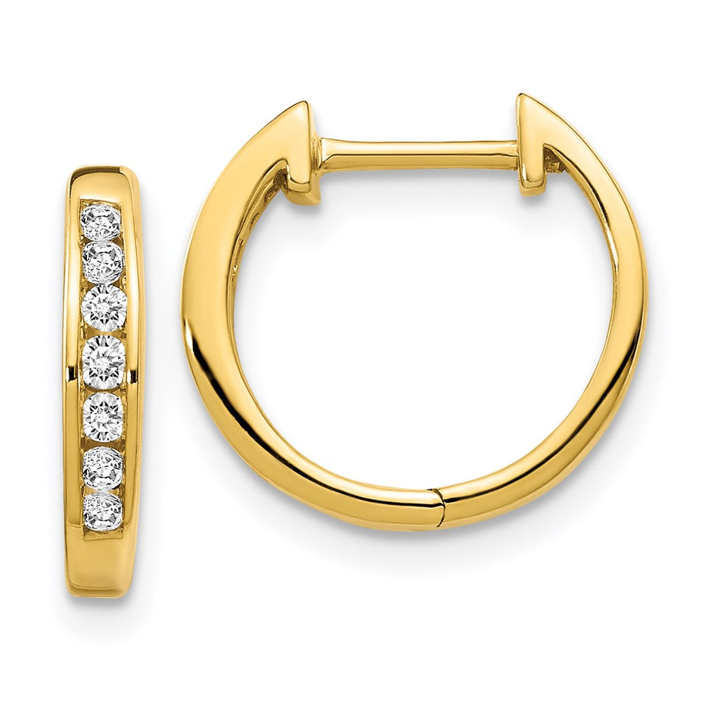 14k Yellow Gold Polished Real Diamond Hinged Hoop Earrings EM5347-020-YA