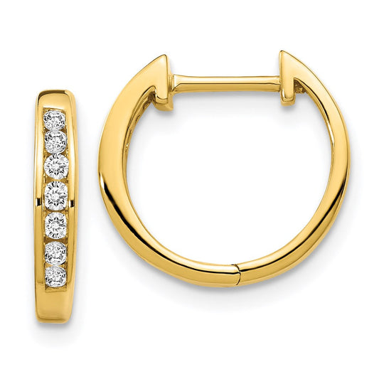 14k Yellow Gold Polished Real Diamond Hinged Hoop Earrings EM5347-020-YA