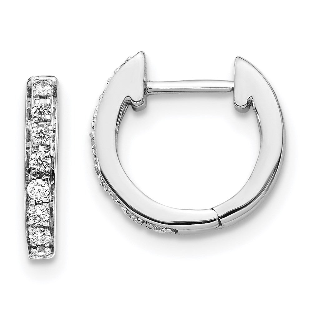 14k White Gold Real Diamond Hinged Hoop Earrings EM5348-016-WA
