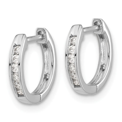 Solid 14k White Gold Polished Simulated CZ Hinged Hoop Earrings