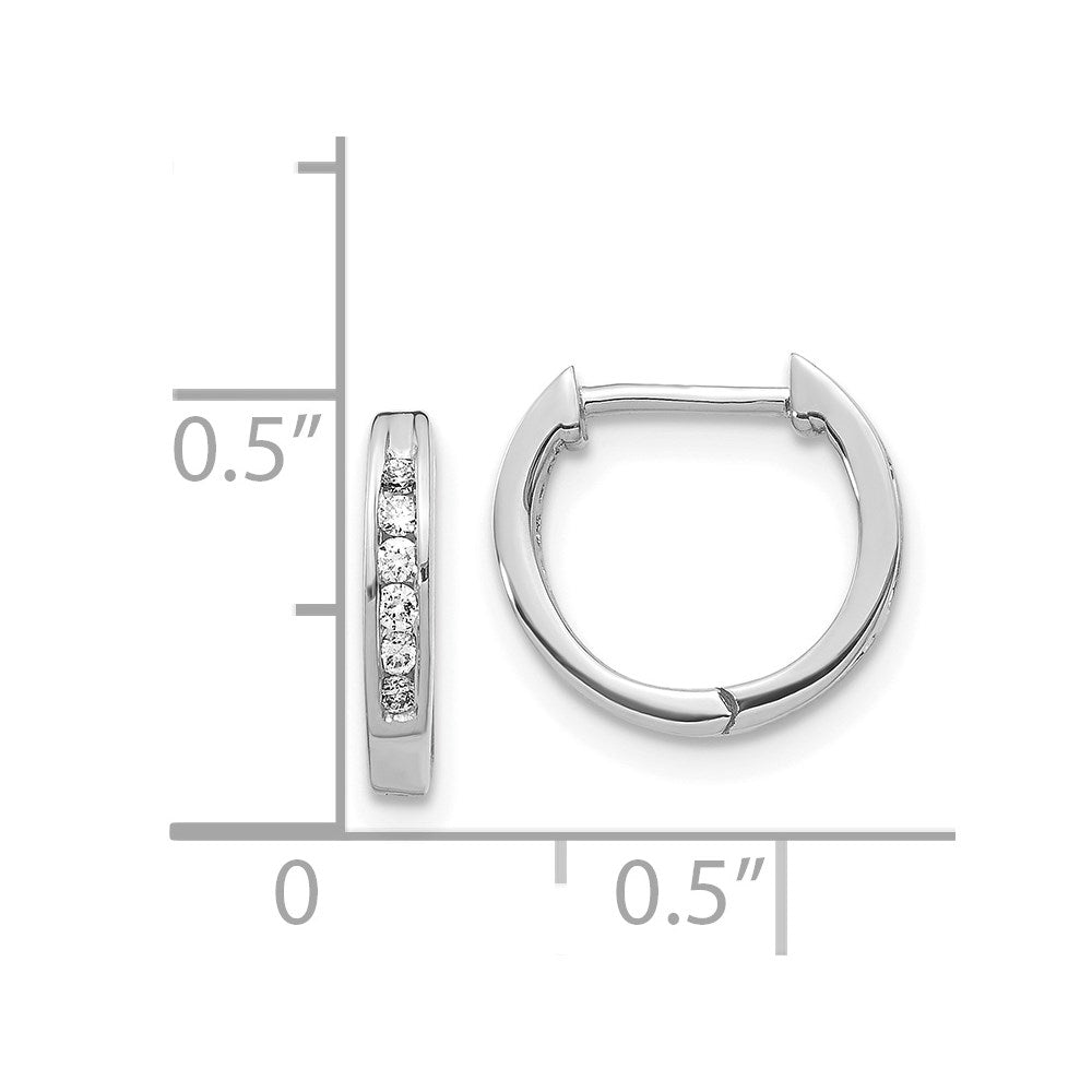 Solid 14k White Gold Polished Simulated CZ Hinged Hoop Earrings
