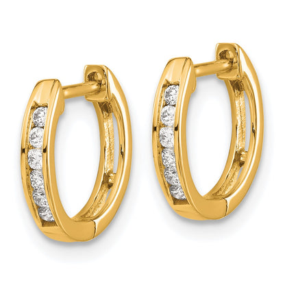 Solid 14k Yellow Gold Polished Simulated CZ Hinged Hoop Earrings