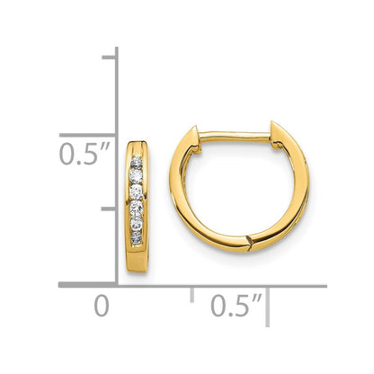 Solid 14k Yellow Gold Polished Simulated CZ Hinged Hoop Earrings
