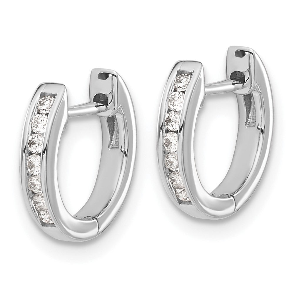 Solid 14k White Gold Polished Simulated CZ Hinged Hoop Earrings
