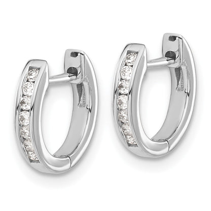 Solid 14k White Gold Polished Simulated CZ Hinged Hoop Earrings