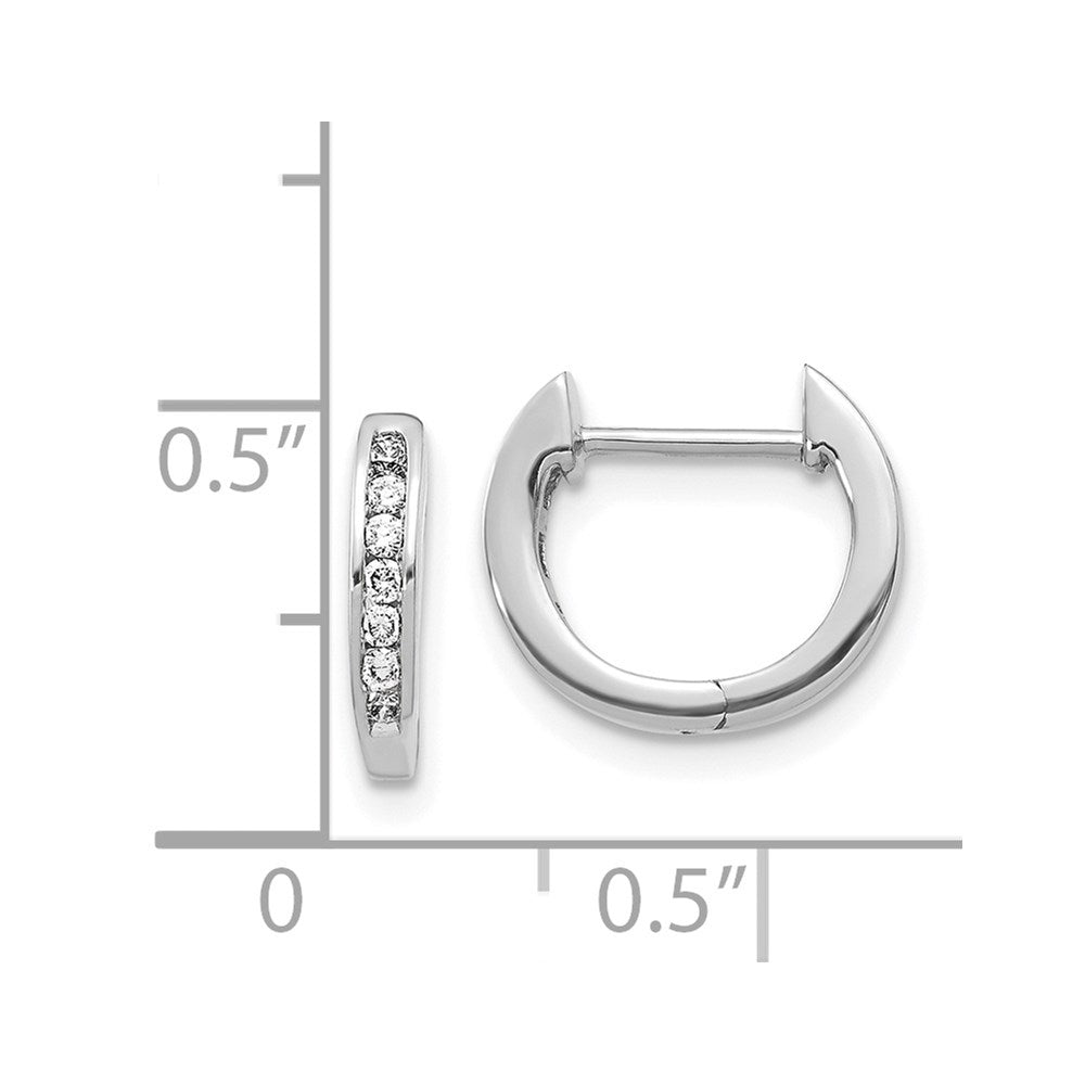 Solid 14k White Gold Polished Simulated CZ Hinged Hoop Earrings