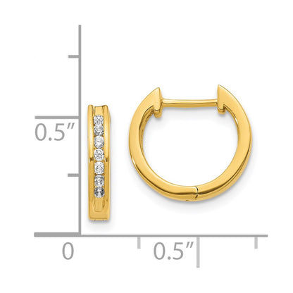 Solid 14k Yellow Gold Simulated CZ Hinged Hoop Earrings