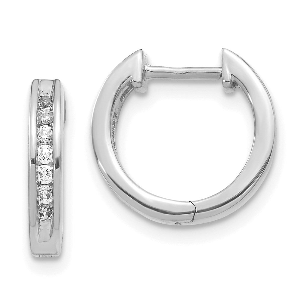 14k White Gold Real Diamond Hinged Hoop Earrings EM5352-025-WA