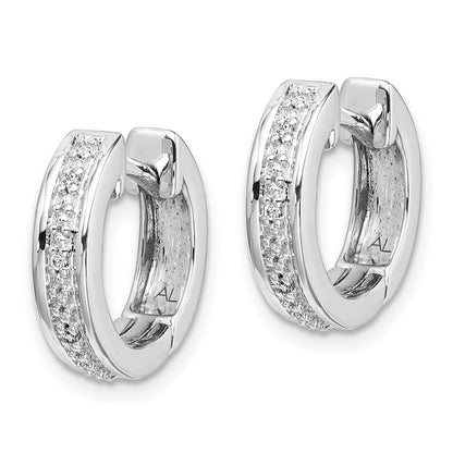 Solid 14k White Gold Simulated CZ Complete Hinged Hoop Earrings