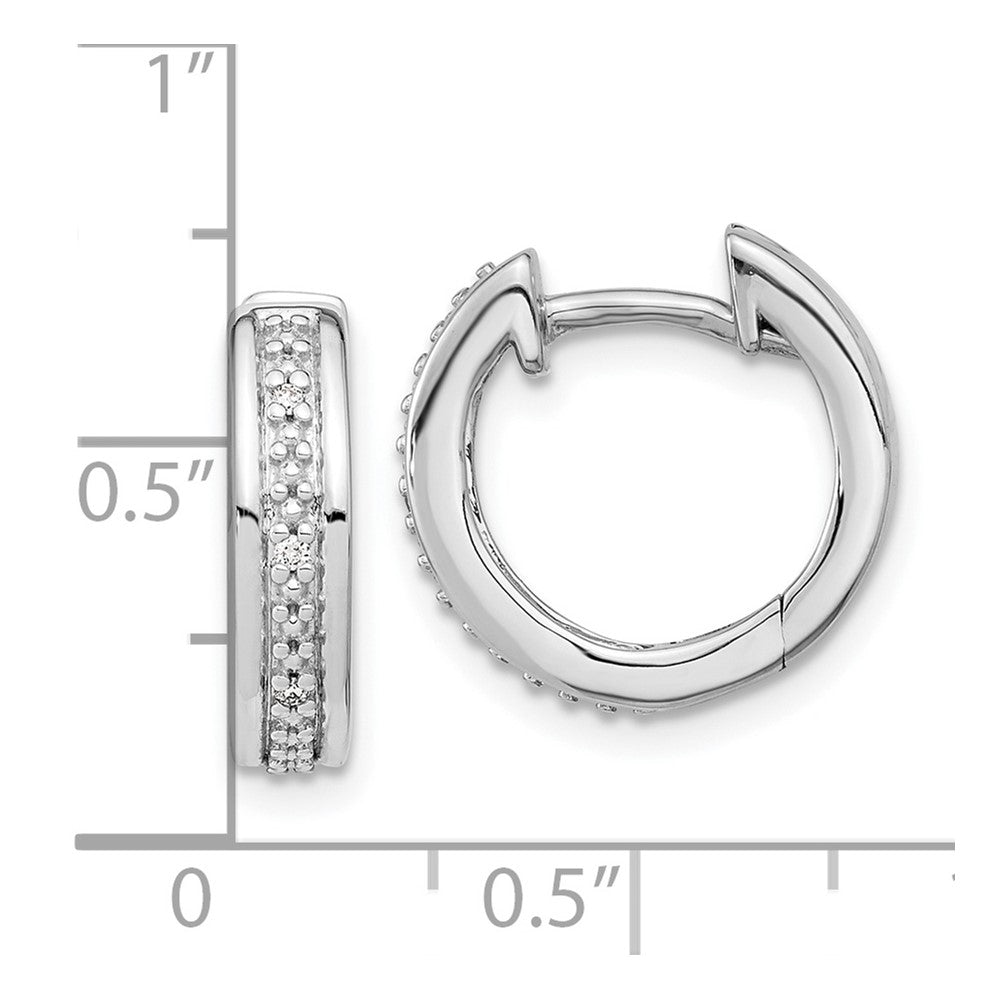 Solid 14k White Gold Simulated CZ Complete Hinged Hoop Earrings