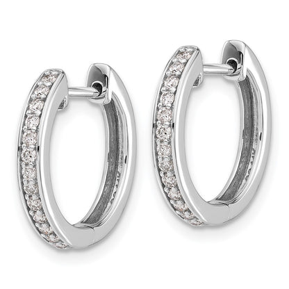 Solid 14k White Gold Simulated CZ Complete Hinged Hoop Earrings