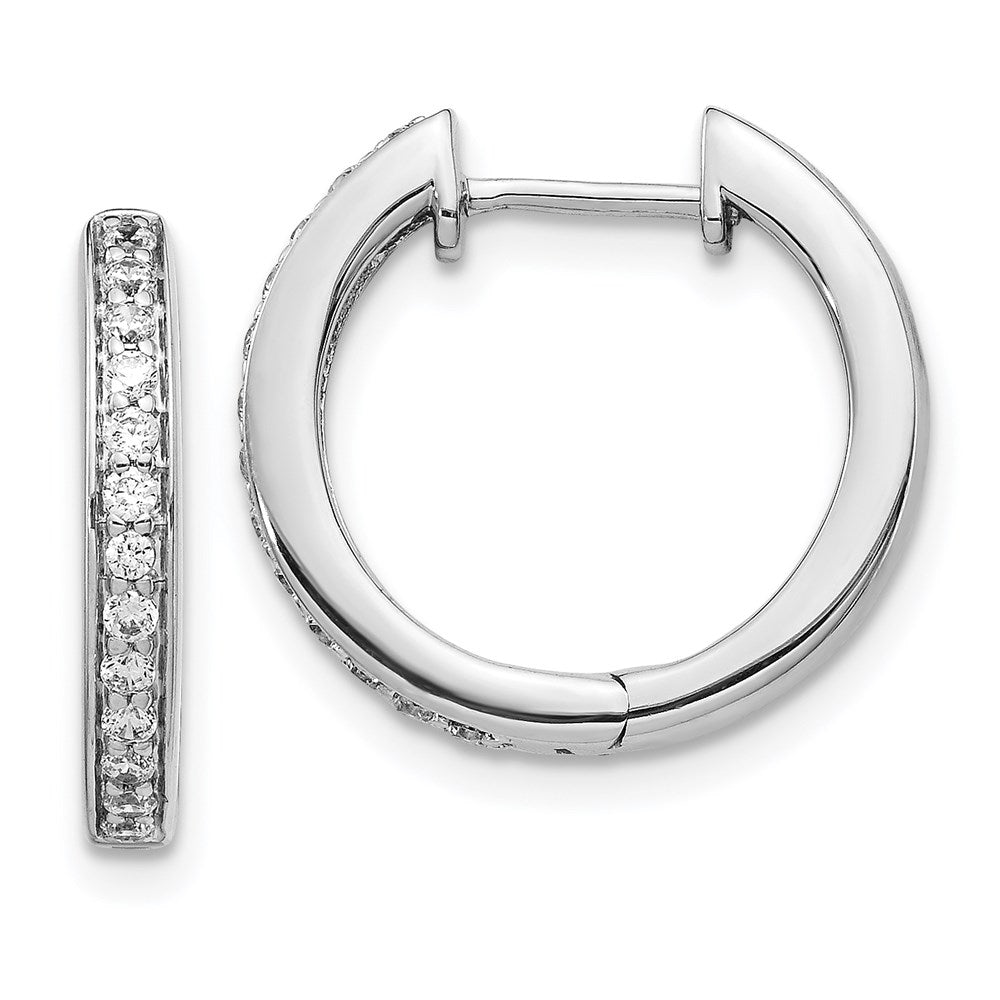 14k White Gold Real Diamond Complete Hinged Hoop Earrings EM5362-033-WA