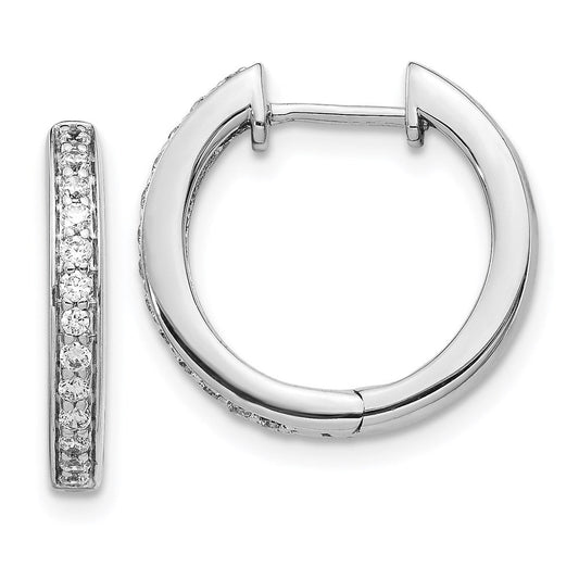 14k White Gold Real Diamond Complete Hinged Hoop Earrings EM5362-033-WA