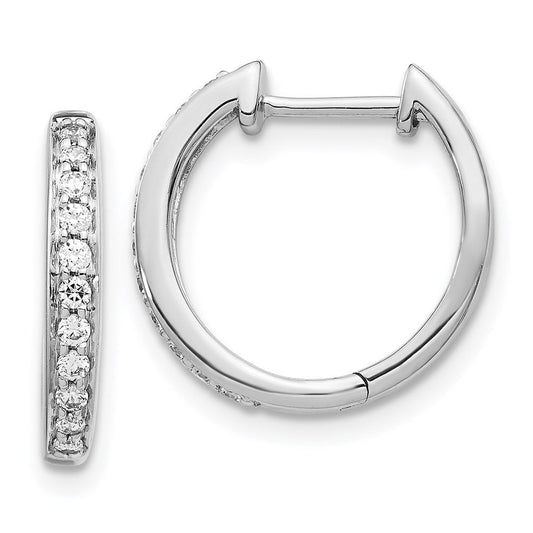 14k White Gold Real Diamond Complete Hinged Hoop Earrings EM5363-025-WA
