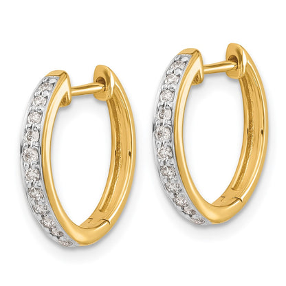Solid 14k Yellow Gold Simulated CZ Complete Hinged Hoop Earrings