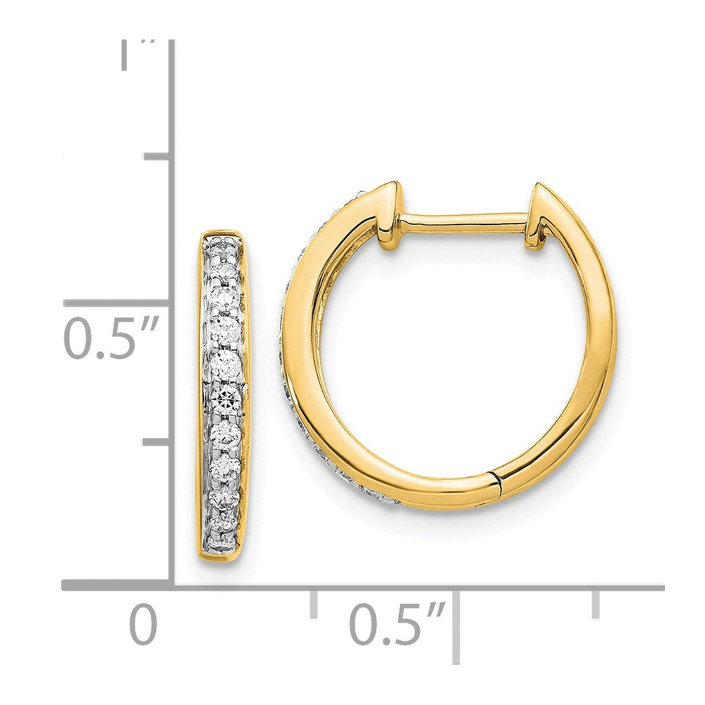 Solid 14k Yellow Gold Simulated CZ Complete Hinged Hoop Earrings