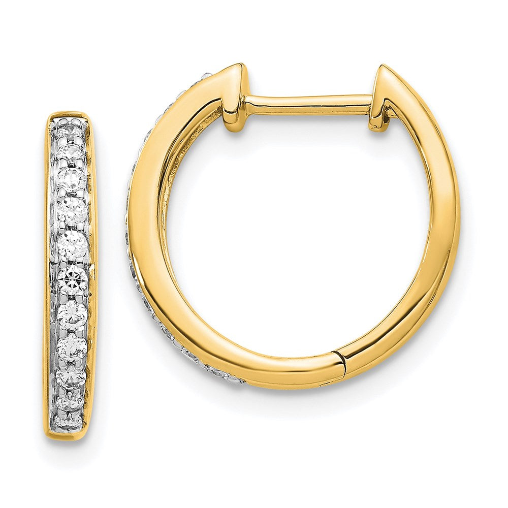 14k Yellow Gold Real Diamond Complete Hinged Hoop Earrings EM5363-025-YA