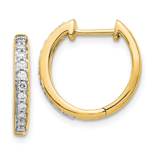 14k Yellow Gold Real Diamond Complete Hinged Hoop Earrings EM5363-025-YA