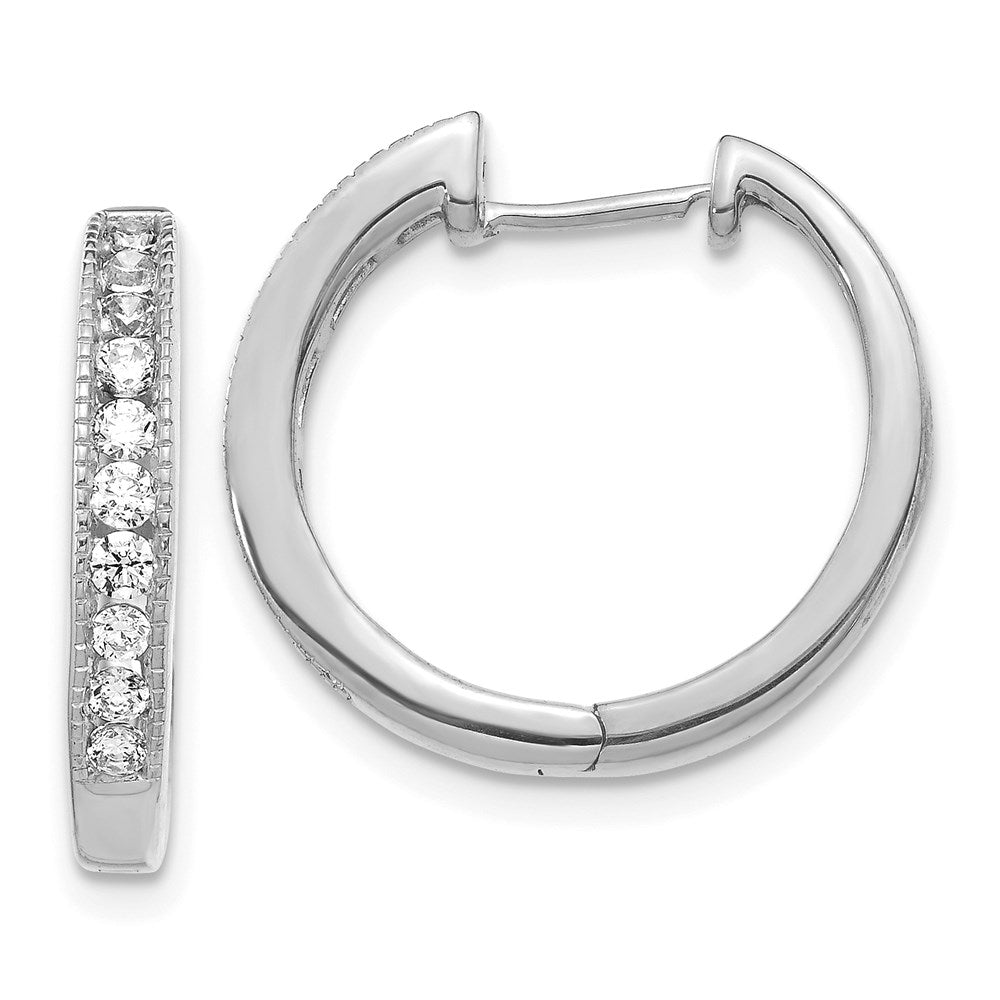 14k White Gold Real Diamond Hinged Hoop Earrings EM5364-050-WA