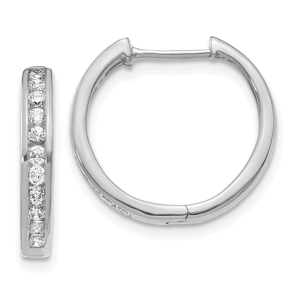 14k White Gold Real Diamond Hinged Hoop Earrings EM5365-050-WA