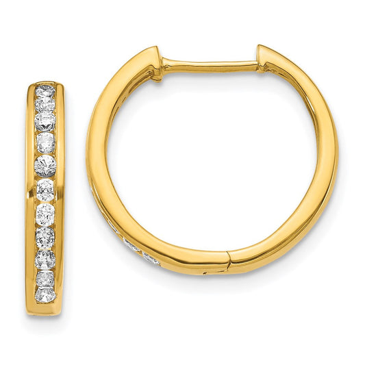 14k Yellow Gold Real Diamond Hinged Hoop Earrings EM5365-050-YA