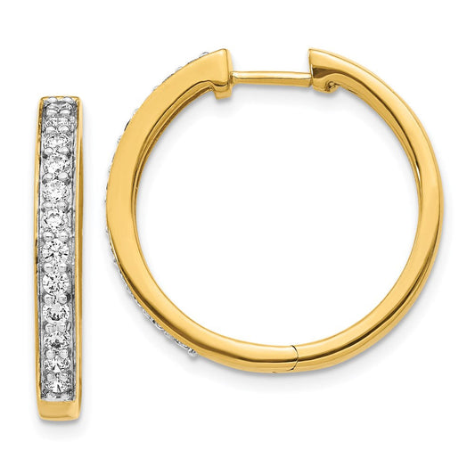 14k Yellow Gold Real Diamond Hinged Hoop Earrings EM5367-075-YA
